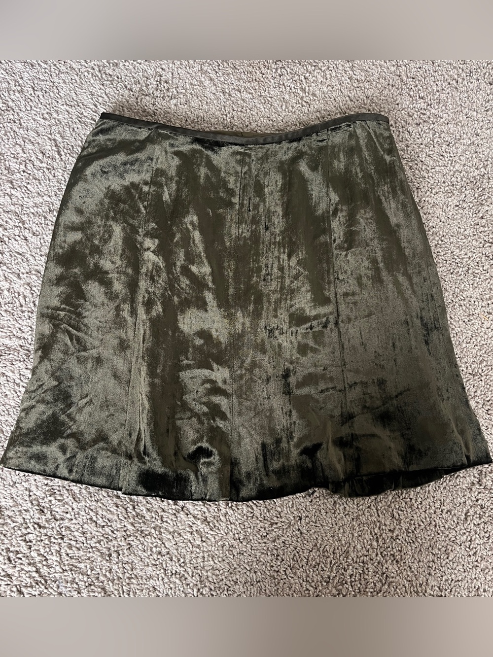 Worth Olive Green Velvet Skirt Silk Blend Size 14 Y2K 90’s Old Money